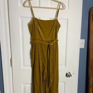 J Crew Marseille Gold Velvet Belted Jumpsuit